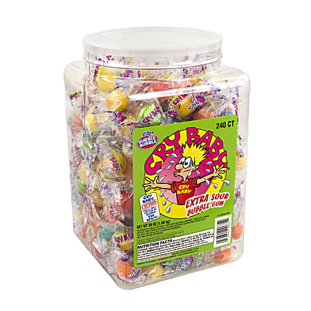 Cry Baby Extra-Sour Bubble Gum, Assorted, 35.2 Oz Tub