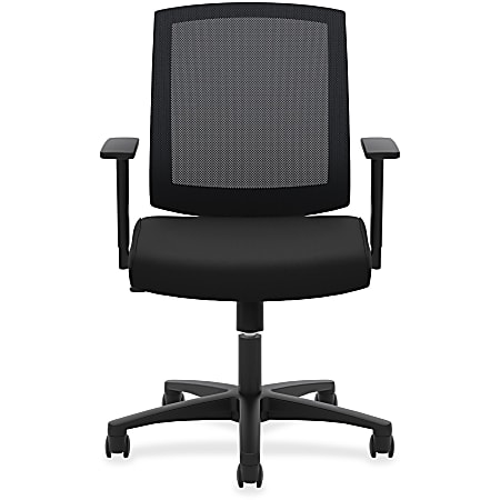 HON Basyx Torch Task Chairs Mesh Back Fixed Arms Black Seat Fabric