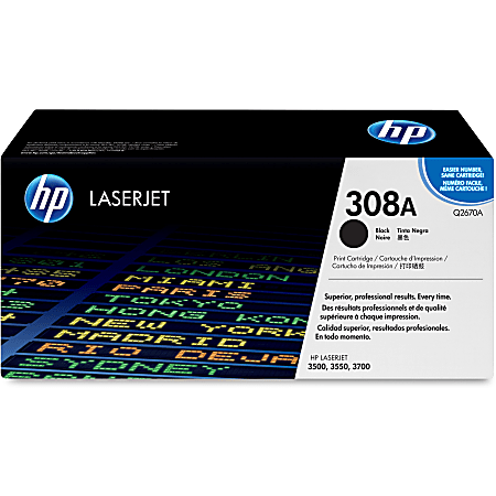 HP 308A Black Toner Cartridge, Q2670A