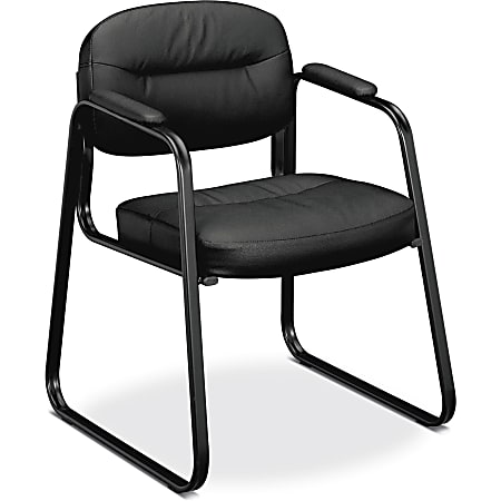 HON® Basyx SofThread™ Bonded Leather Guest Chair, Black
