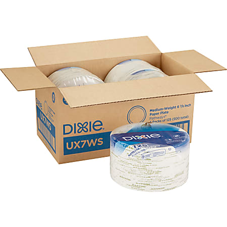 Dixie® 6 7/8" Medium-Weight Paper Plates, Pathways®, 500 Count (125 Plates Per Pack, 4 Packs Per Case)