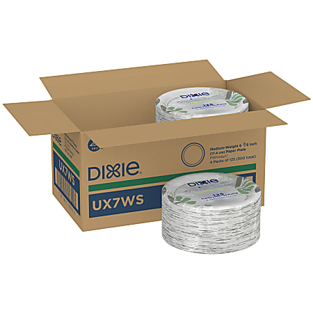 Dixie® 6 7/8" Medium-Weight Paper Plates, Pathways®, 500 Count (125 Plates Per Pack, 4 Packs Per Case)
