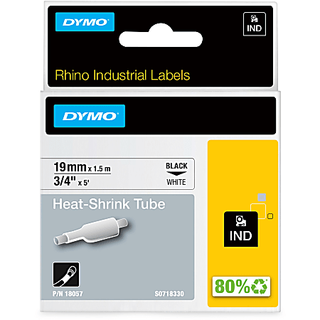 Dymo Rhino Heat Shrink Tube Labels - 3/4"
