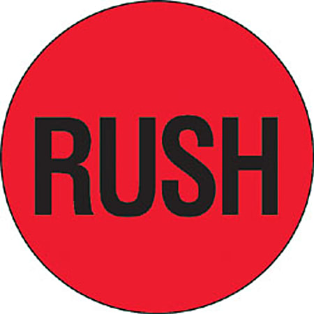 Tape Logic® Preprinted Shipping Labels, DL1740, "Rush", 2" Circle, Red/Black, Roll Of 500