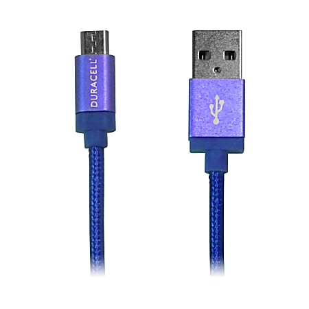 Duracell® Sync-And-Charge Micro USB Cable, 10', Blue