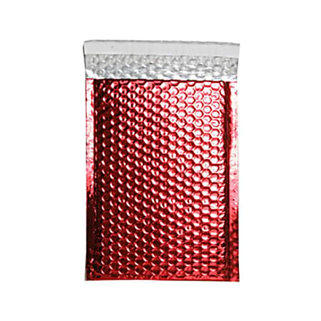JAM Paper® Open-End Metallic Bubble Envelopes, 6 3/8" x 9 1/2" x 1/2", Red, Pack Of 12
