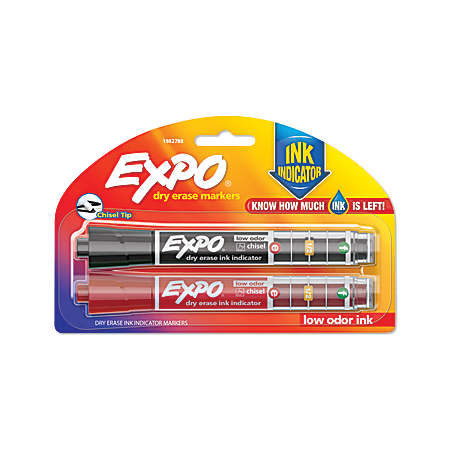EXPO® Dry-Erase Markers With Ink Indicator, Chisel Tip, Assorted Colors, Pack Of 2