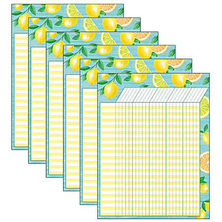Teacher Created Resources Incentive Chart, Lemon Zest, Pack Of 6
