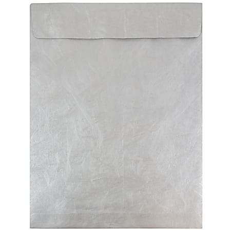 JAM Paper® Tyvek® Open-End Envelopes with Peel & Seal Closure, 11-1/2 x 14-1/2", Silver, Pack Of 25 Envelopes