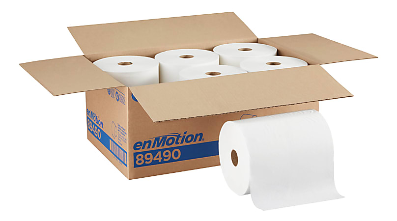 enMotion&reg; 10" Paper Towel Rolls, 1-Ply, 10"x 800', 40% Recycled Fiber, White, 800 ft Per Roll, 6 Rolls Per Case