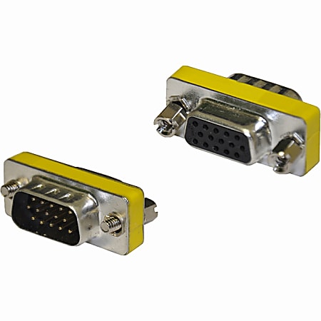 4XEM VGA HD15 Male To Female Adapter - 1 x 15-pin HD-15 VGA Male - 1 x 15-pin HD-15 VGA Female - Silver, Yellow