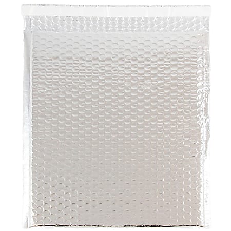 JAM Paper® Metallic Bubble Envelopes, Catalog, Open End, 10" x 13" x 1/2", Silver, Pack Of 12