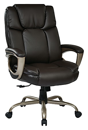 Office Star™ Work Smart™ Big & Tall Bonded Leather High-Back Chair, Espresso/Cocoa