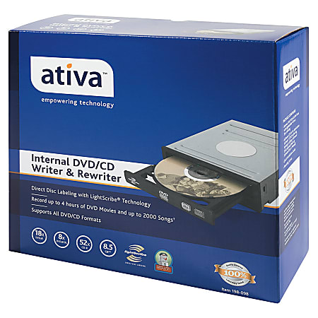 Ativa™ 20x Internal DVD±RW Drive With LightScribe™ Support, Black