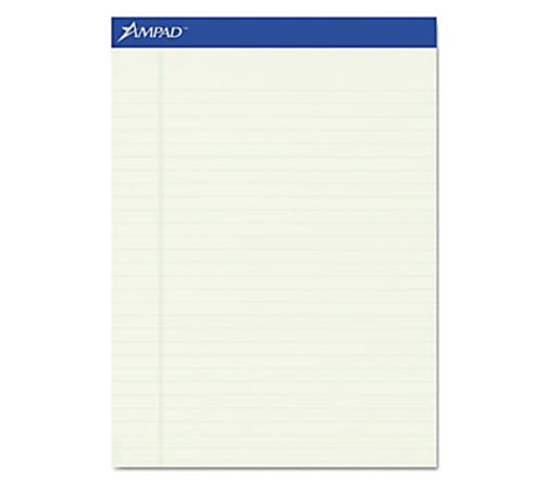 Ampad Top-bound Green Tint Ruled Writing Pads - 50 Sheets - 20 lb Basis Weight - 8 1/2" x 11 3/4" - 0.3" x 8.5"11.8" - Green Tint Paper - Micro Perforated, Easy Tear, Chipboard Backing - 1Dozen