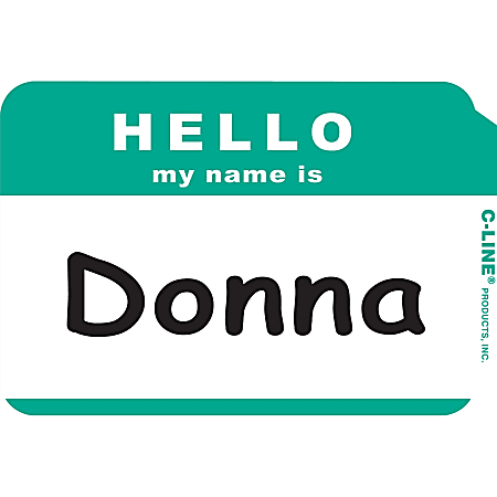 C-Line HELLO my name is... Name Tags - Green, Peel & Stick, 3-1/2 x 2-1/4, 100/BX, 92233