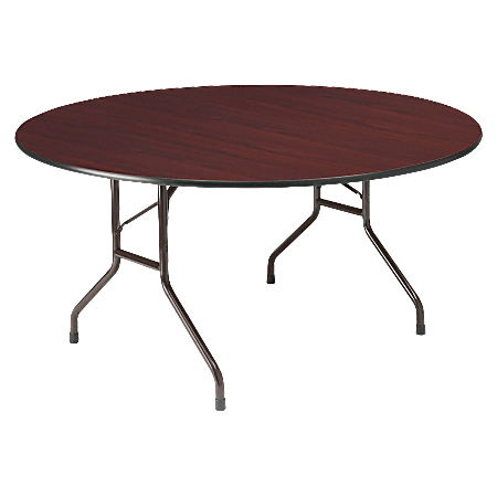 Iceberg Premium Wood Laminate Folding Table, Round, 60"W x 60"D, Mahogany/Steel Gray