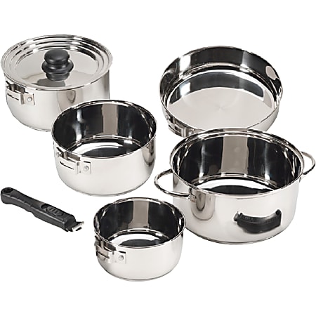 Stansport 7 Piece Stainless Steel Cookset, Silver