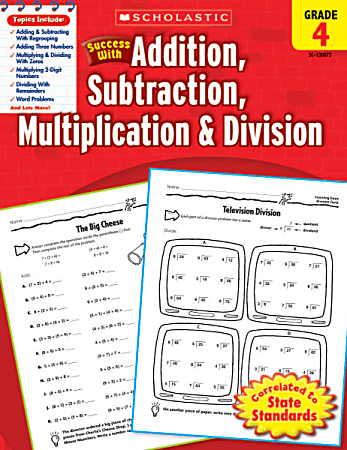Scholastic Success With: Addition, Subtraction, Multiplication & Division Workbook, Grade 4