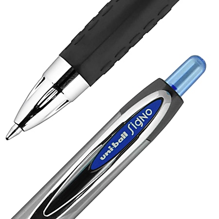 uni ball Gel 207 Retractable Gel Pens Medium Point 0.7 mm Clear Barrel Blue  Ink Pack Of 4 - Office Depot