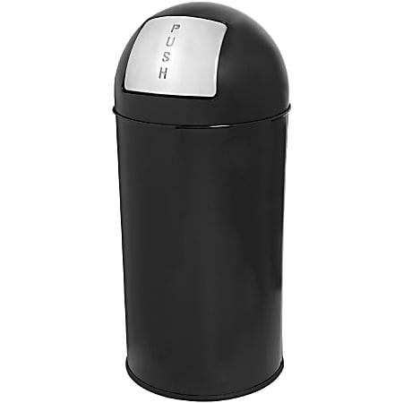 Genuine Joe Classic Round-Top Receptacle, 12 Gallons, Black