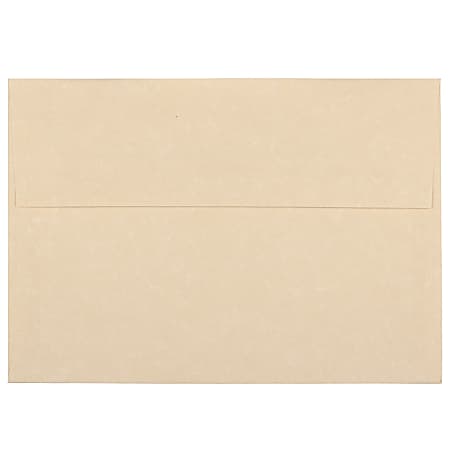 JAM Paper® Parchment Booklet Invitation Envelopes, A7, Gummed Seal, 30% Recycled, Brown, Pack Of 25