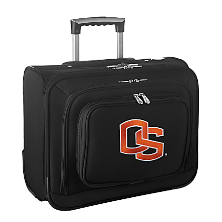 Denco Sports Luggage Rolling Overnighter With 14" Laptop Pocket, Oregon State Beavers, 14"H x 17"W x 8 1/2"D, Black