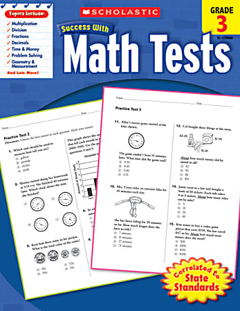 Scholastic Success With: Math Tests Workbook, Grade 3