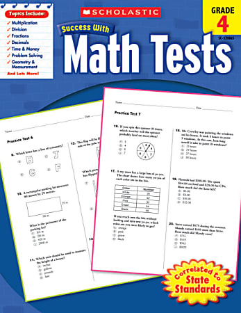 Scholastic Success With: Math Tests Workbook, Grade 4