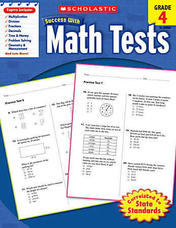 Scholastic Success With: Math Tests Workbook, Grade 4