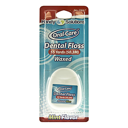 Handy Solutions Natural Bright Dental Floss, Waxed, 55', Mint