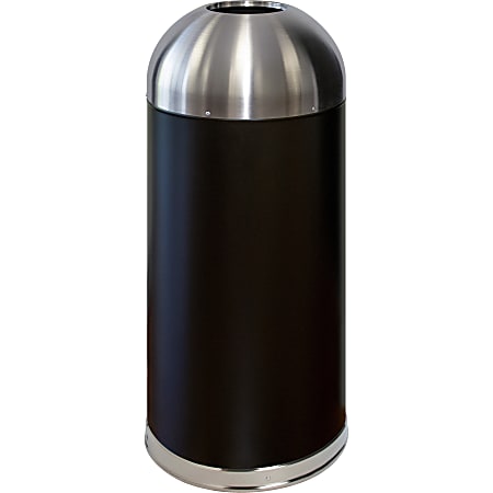 Genuine Joe 15 Gallon Dome Top Trash Receptacle Black Silver