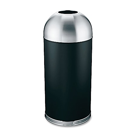 Genuine Joe 15-Gallon Dome-Top Trash Receptacle, Black/Silver