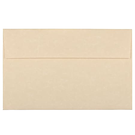JAM Paper® Parchment Booklet Invitation Envelopes, A10, Gummed Seal, 30% Recycled, Brown, Pack Of 25