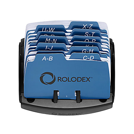 Rolodex® Petite® Card File, 125-Card Capacity, 6 Guides, 2 1/4" x 4", Black