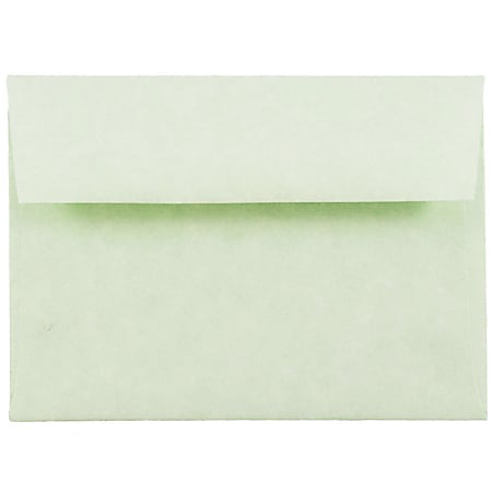 JAM Paper® Booklet Envelopes, #4 Bar (A1), Gummed Seal, 30% Recycled, Light Green, Pack Of 25