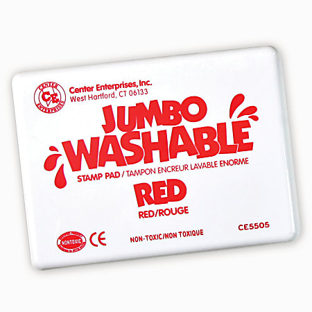 Center Enterprise Jumbo Washable Unscented Stamp Pads, 6 1/4" x 4", Red, Pack Of 2