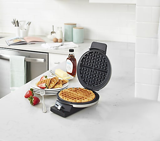 Cuisinart Classic Round Waffle Maker 3 516 H x 7 1316 W x 9 716 D Gray Office Depot