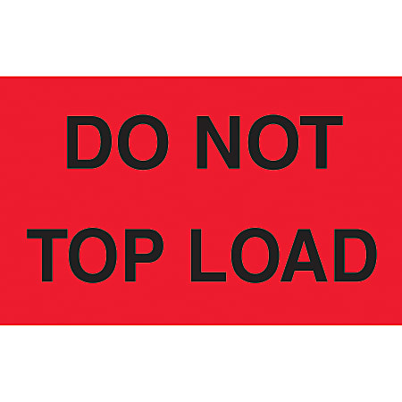Preprinted Special Handling Labels, DL2301, "Do Not Top Load", 5" x 3", Fluorescent Green, Roll Of 500