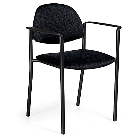 Global® Comet™ Stacking Chairs With Arms, 32 1/2"H x 23"W x 22"D, Black Fabric, Set Of 3