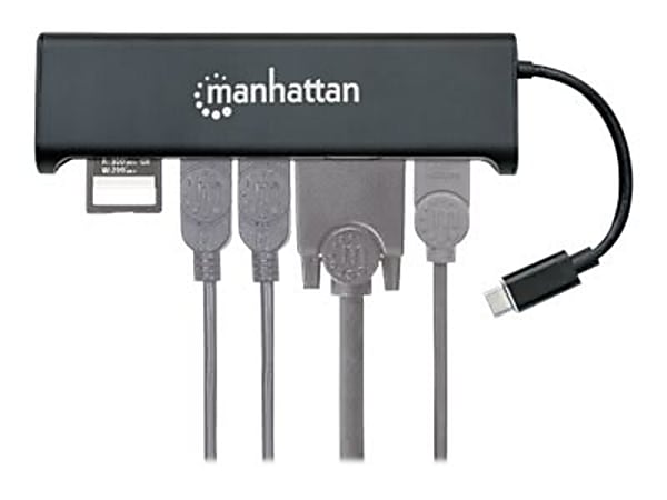 Manhattan SuperSpeed USB-C to HDMI/VGA 4-in-1 Docking Converter - USB 3.1 C Male to HDMI or VGA Converter - 152631