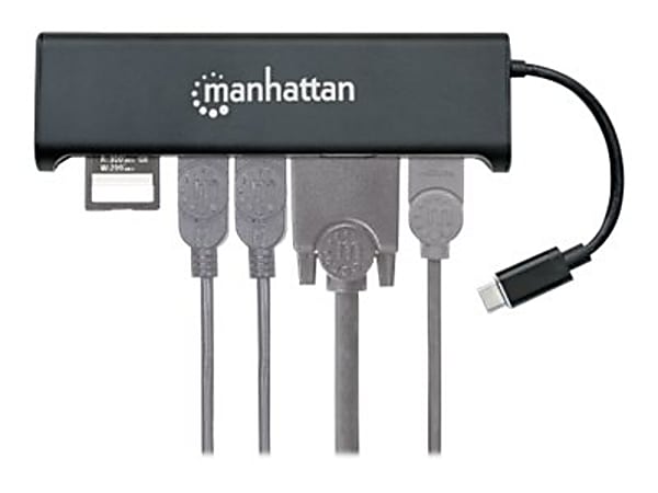 Manhattan SuperSpeed USB-C to HDMI/VGA 4-in-1 Docking Converter - USB 3.1 C Male to HDMI or VGA Converter - 152631