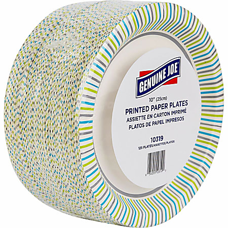 Genuine Joe 10 Printed Paper Plates Disposable Multi 125 Pack - Office Depot