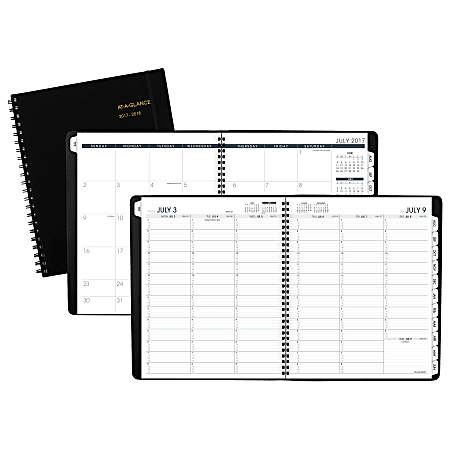 AT-A-GLANCE® Weekly/Monthly Academic Appointment Book/Planner, 9 1/8" x 11", 60% Recycled, Black, July 2017 to June 2018