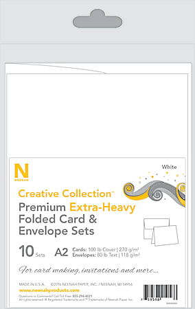 Neenah® Creative Collection™ Card And Envelope Set, A2, White, FSC® Certified, Set Of 10