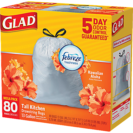 Glad Tall Kitchen Drawstring Trash Bags Odorshield 13 Gallon