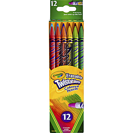 Crayola® Twistables® Erasable Color Pencils, Assorted Colors, Set Of 12