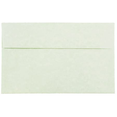 JAM Paper® Parchment Booklet Invitation Envelopes, A10, Gummed Seal, 30% Recycled, Green, Pack Of 25