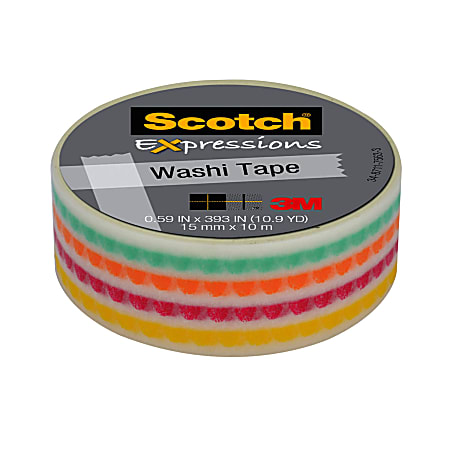 Scotch® Expressions Washi Tape, 5/8" x 393", Funky Dots