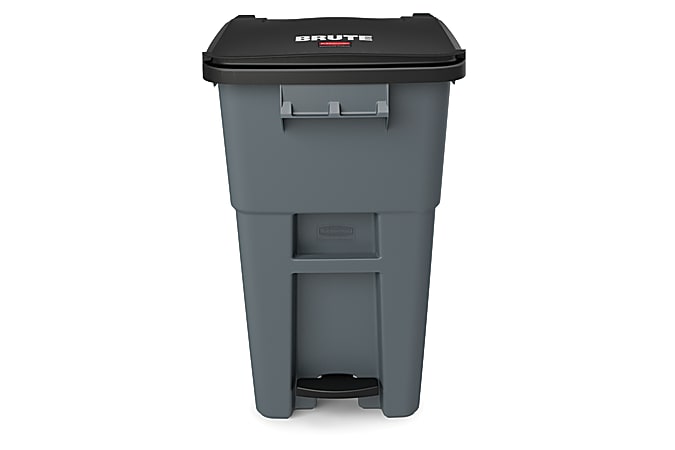 Rubbermaid® Commercial BRUTE® Rectangular Polyethylene Rollout Bin, Step-On, 50 Gallons, Gray